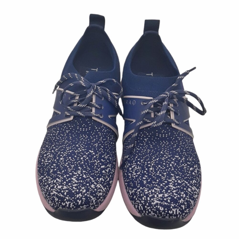 TRAQ By Alegria QOOL Lavender Navy & Lavender Lace Up Athletic Sneakers SZ 37 - Picture 3 of 12